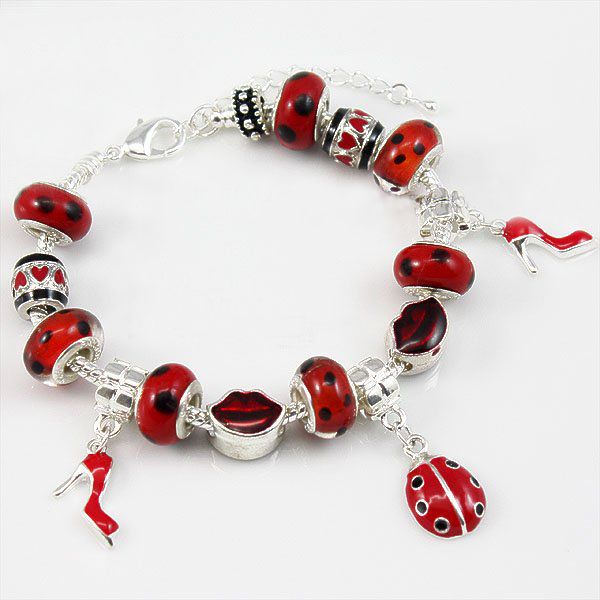 Pulseira Réplica Pandora Prata 925 Vermelho&Prata